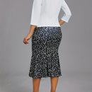 Conjunto elegante de dos piezas, Blazer de manga tres cuartos y vestido ajustado con estampado floral, Ropa de mujer.