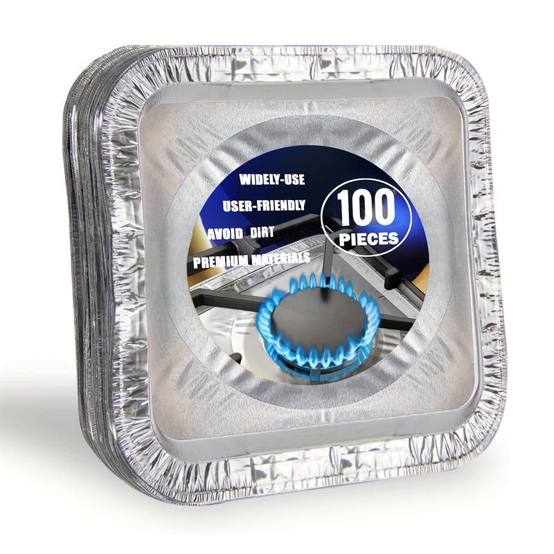 10/30/50pcs Cubierta Cuadrada para Quemador de Estufa, Tapa Cuadrada para Cocina, Protector Antigrasa para Estufa de Gas, Anillo de Aluminio Engrosado, Limpieza de Encimera de Cocina, Adecuado para Uso Doméstico, en la Cocina y Restaurante