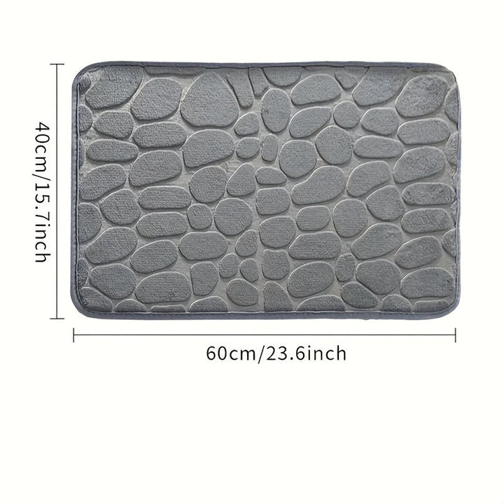 1pc Alfombra de baño de lujo con diseño de guijarros - Antideslizante, suave vellón de coral, secado rápido, alfombra de baño de poliéster absorbente - Lavable a máquina, accesorio de baño rectangular tejido con respaldo antideslizante, 300 g/m²