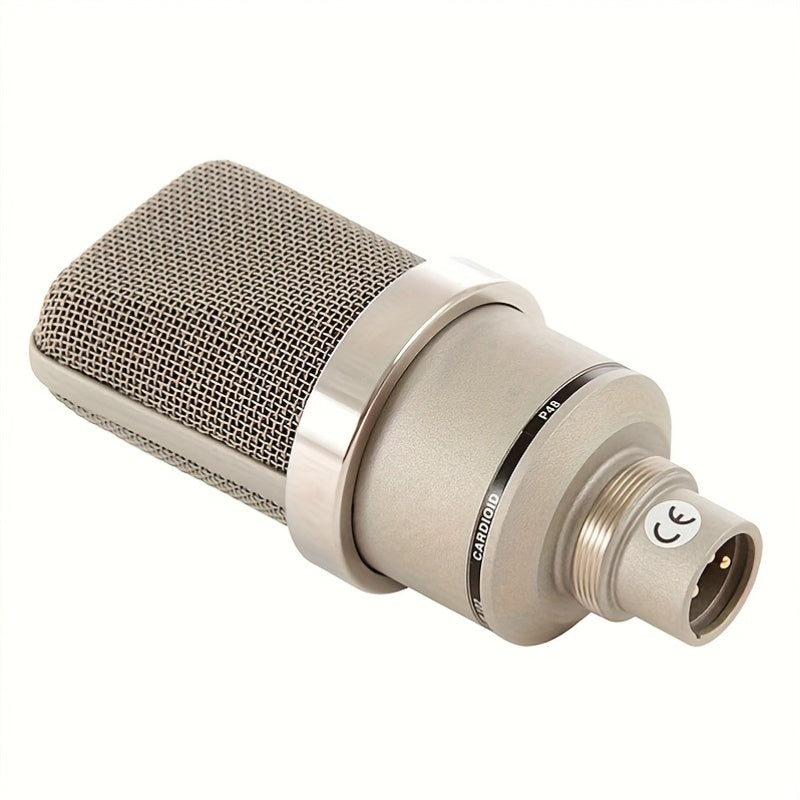 Micrófono de condensador de placa grande de 48V 102, adecuado para estudio, estudio de grabación profesional, estudio de canto con cable, micrófono de metal, micrófono para podcasting