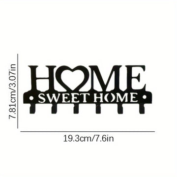 1pc Soporte de llaves de metal, decoración de pared "Hogar dulce hogar", perchero para abrigo, sombrero, toalla, cocina, baño, puerta, paraguas, impermeable, bolso, fácil instalación, montaje en pared, no necesita energía, decoración festiva para exterio