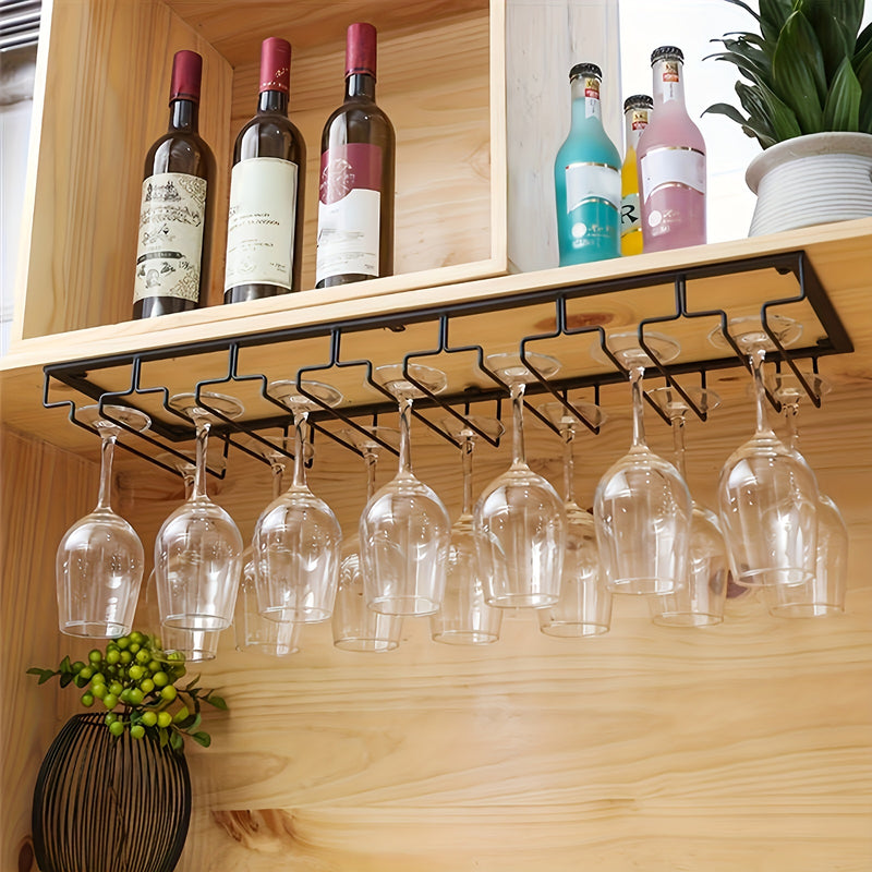 1 soporte para copas, organizador de copas de vino para montar en la pared, soporte para copas debajo del gabinete, ideal para gabinete, cocina, bar y restaurante, organizadores y almacenamiento de cocina, accesorios de cocina
