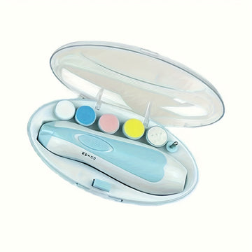 Kit eléctrico de cortaúñas 6 en 1 para adolescentes, rosa y azul - con luz LED, 6 almohadillas de lijado y lima de uñas, para embellecer uñas de manos y pies de forma segura y fácil, desde la adolescencia hasta la adultez - Accesorios para uñas