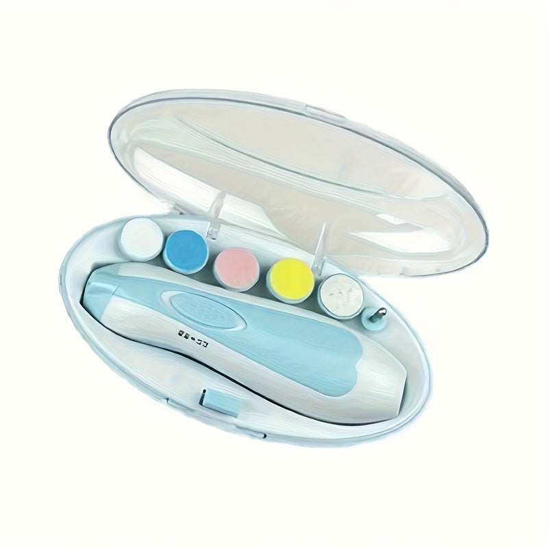 Kit eléctrico de cortaúñas 6 en 1 para adolescentes, rosa y azul - con luz LED, 6 almohadillas de lijado y lima de uñas, para embellecer uñas de manos y pies de forma segura y fácil, desde la adolescencia hasta la adultez - Accesorios para uñas