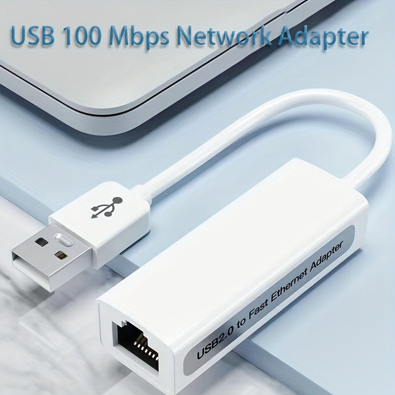 Adaptador Ethernet LAN USB 2.0 portátil con velocidad de 100 Mbit/s, función plug and play y sin necesidad de controladores