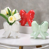 Jarrón de Cerámica con Lazo Decoración Creativa para Escritorio Estilo Europeo Adorno Porta Flores Secas