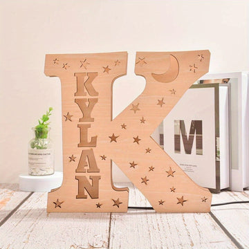 1pieza Personalizado Madera Colgante Regalo, Letra de Luz de Nombre Personalizado, Interfaz USB, 26 Letras para Elegir, Adecuado para Dormitorio, Escritorio, Decoración de Bodas, Regalo Perfecto para Parejas, Hijos, Hijas y Amigos en Pascua, Día de San V