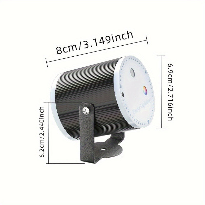 Luz de Fiesta con Alimentación USB y 2 Lentes - Control Remoto, Efectos de Sonido y Gobo para DJ, Discoteca, Escenario, Proyector Estroboscópico - Perfecta para Navidad, San Valentín, Cumpleaños, Boda, Decoración de Bar KTV, Ideal para Navidad