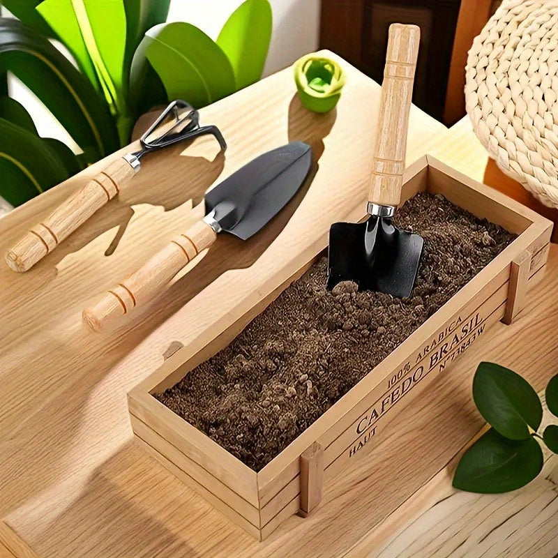 Juego de Herramientas de Jardinería Mini de 6 Piezas - Herramientas Manuales de Metal y Madera para Planta Interior y Exterior, Suculentas y Azada Efectiva para Aflojar la Tierra con Pequeñas Herramientas para Suculentas