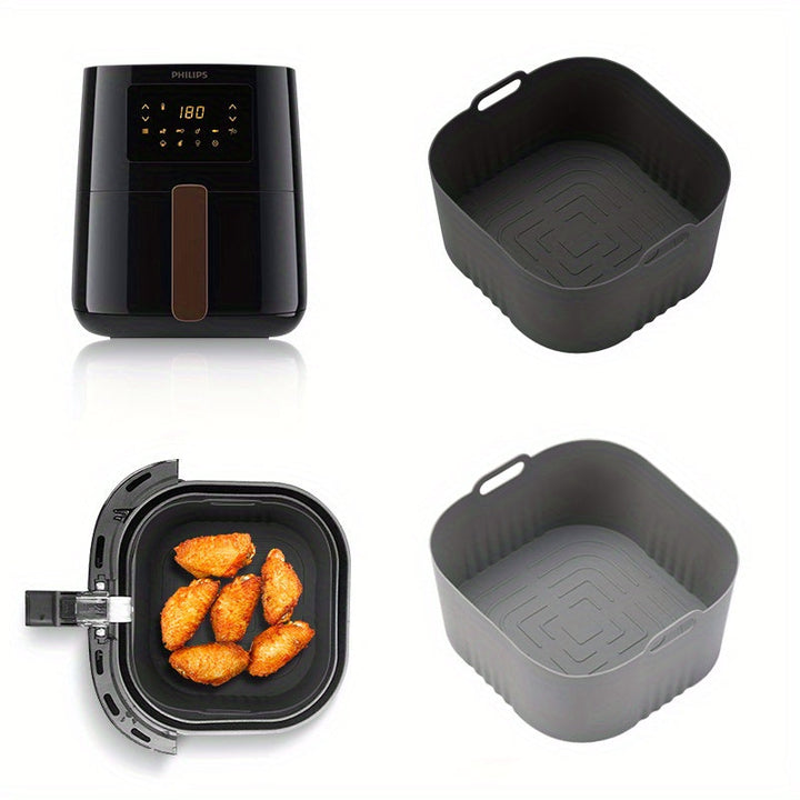 Juego de 1/2 bandejas cuadradas de silicona para freidoras de aire, compatibles con accesorios del Philips HD9252, superficie antiadherente, apto para horno y microondas, fácil de limpiar, accesorios multifuncionales para cocina