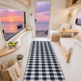 2D Plano, Estampado de Larga Lámina con Patrón de Cuadros Negros y Blancos, Alfombra Decorativa de Estilo Clásico, Ideal para Picnic, Camper, Balcony Patio, Entrada, Habitación de Lavandería, Pasillo, Dormitorio, Cocina, Decoración de Habitaciones y Suel