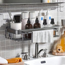 2 piezas Conjunto de soporte para ducha de montaje en pared, metal pulido resistente a la corrosión, organizador de baño para champú, acondicionador y productos de cuidado personal