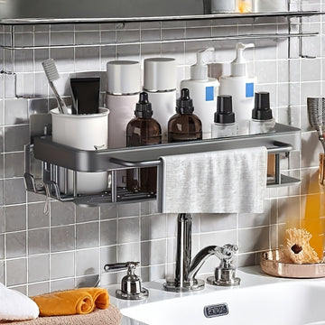 2 piezas Conjunto de soporte para ducha de montaje en pared, metal pulido resistente a la corrosión, organizador de baño para champú, acondicionador y productos de cuidado personal