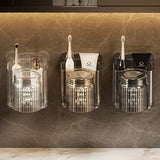 Soporte de Pared para Cepillo de Dientes y Vaso de Enjuague Bucal - Plástico Transparente, Organizador de Baño sin Taladro para Almacenamiento de Pasta Dental y Cepillos