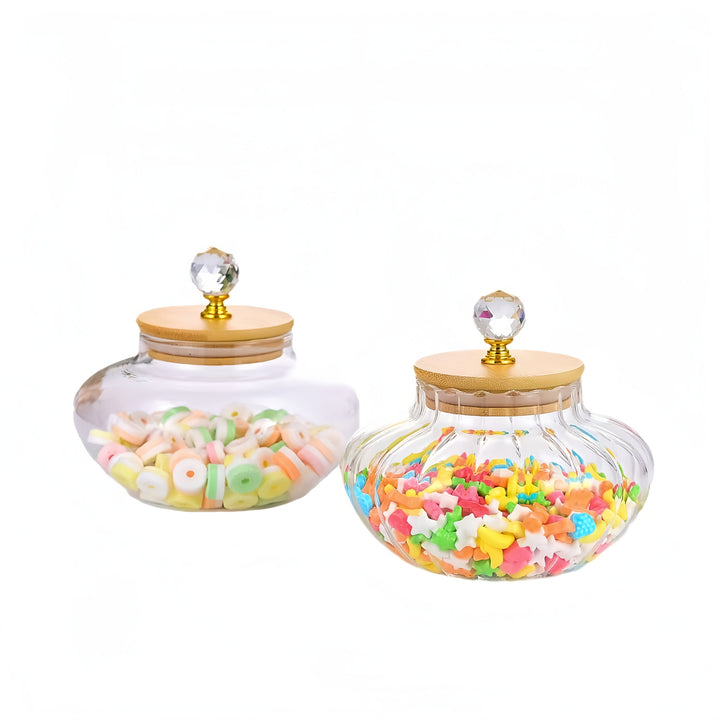 2 piezas, Jarrón de vidrio con diamantes, Jarrón sellado de vidrio, Jarrón de almacenamiento, Jarrón de almacenamiento, Jarrón de té, Envoltura de tela de perlas anticaídas, Adecuado para decoración del hogar