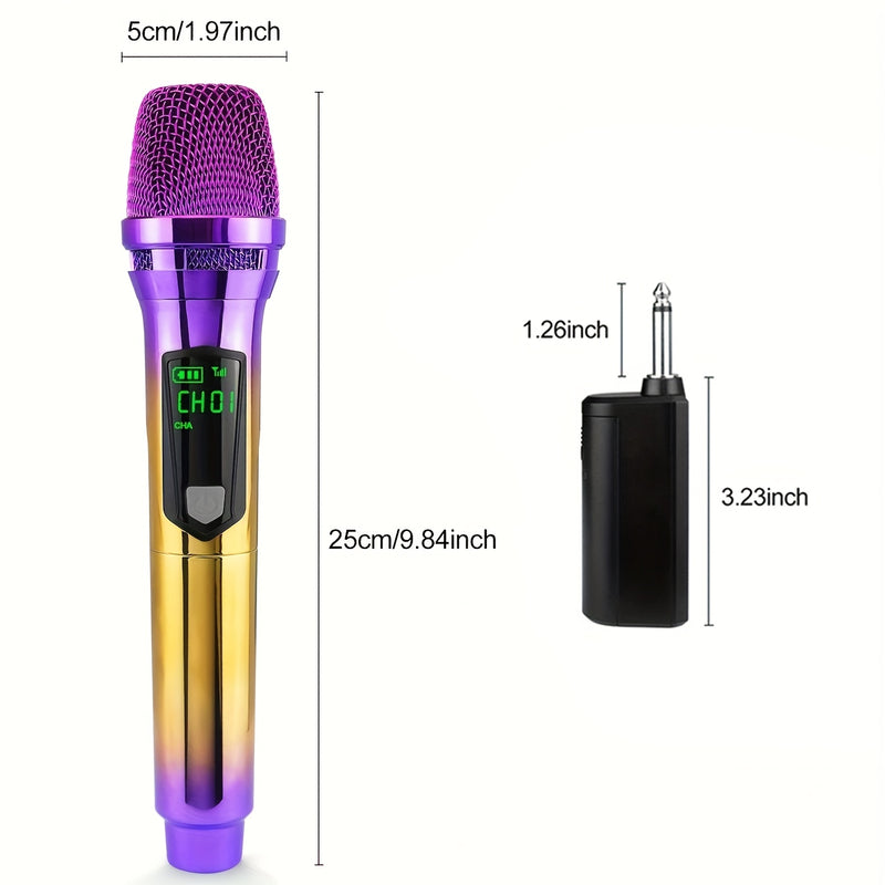 Micrófono inalámbrico colorido, sistema de micrófono con micrófono recargable y receptor, adecuado para karaoke, canto, fiestas, bodas, DJ, discursos