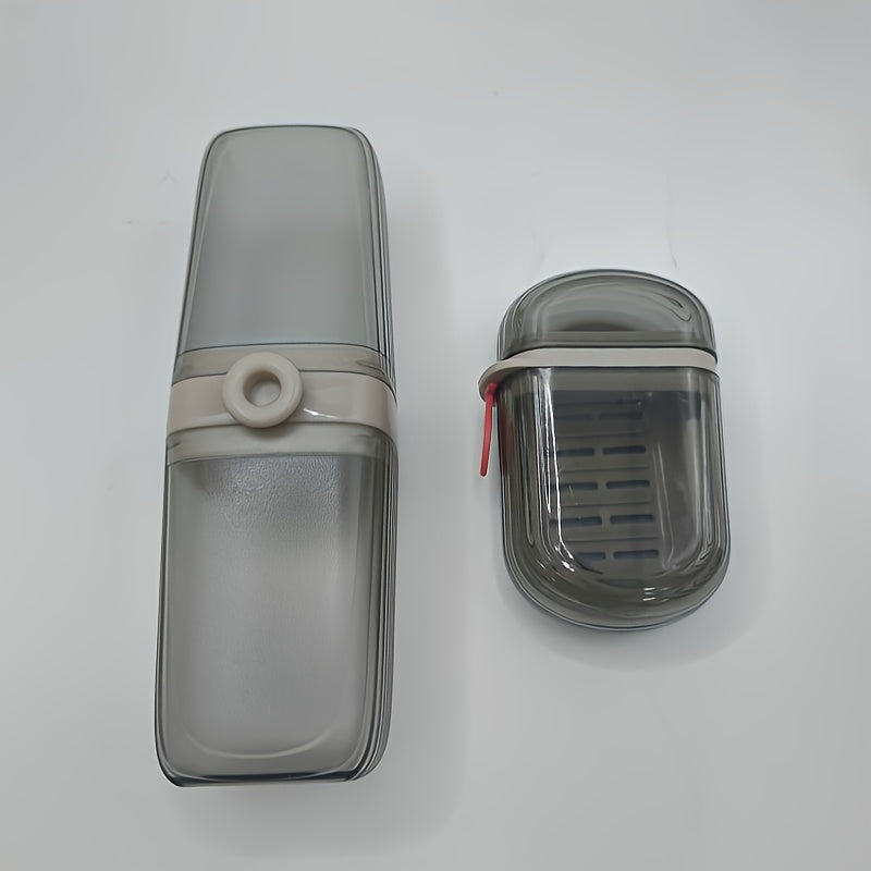 Juego de jabonera y soporte de cepillo de dientes portátil 2 en 1, plástico duradero, forma ovalada, fácil de lavar, esencial para camping, gimnasio, accesorios de baño