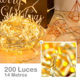 Extensión Luz LED Lineal 200 Luces 14m Cable Transparente 1440