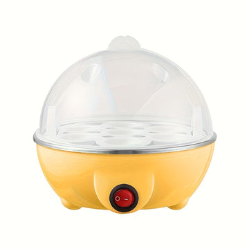 Cocedor de Huevos Eléctrico Compacto VIVIDAY con Tapa Transparente - Mini Maquinilla de Desayuno Portátil, 110V, Material PP, Diseño Amarillo y Blanco, Enchufe Estadounidense, Ideal para la Nutrición en Cocina Doméstica, VIVIDAY
