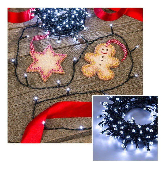 Extensión Luz LED Lineal 200 Luces 14m Cable Verde Blanco 1451