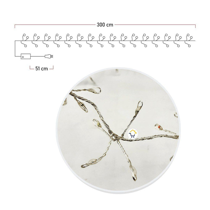 Luz Micro LED Ramal Alambre 3m Extension 248 Luces Navidad 1573