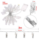 Luz LED Pinza Fotos X20 Luces Gancho Extensión 3M  XWD47