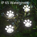 4 piezas 4 luces LED con huella de perro solar, para gato, cachorro, luces de huella animal para jardín, camino, césped, patio, decoración al aire libre