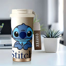 Taza de viaje de acero inoxidable de 18 oz Stitch - Aislada de doble capa, fácil de llevar, perfecta para bebidas calientes y frías, ideal para uso en el coche, soporte para bebidas en el coche | Diseño juguetón | Vaso aislado