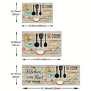 Alfombra de cocina moderna con diseño de cubiertos y letras, en poliéster, 1 unidad