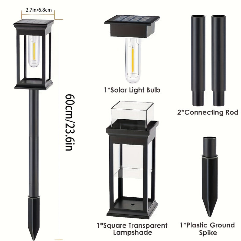 4 luces solares para senderos - Luces brillantes y eficientes para exteriores con función automática de encendido/apagado, ideales para césped, patio, sendero y decoración de garaje, iluminación de paisaje | Iluminación exterior moderna | Paneles solares