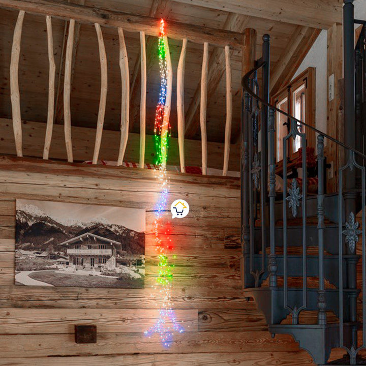 Luz Línea Cascada Micro LED Para Árbol 400 Luces 200 cm Multicolor Navidad 1583V