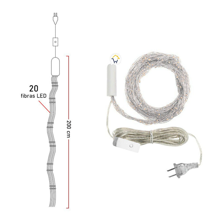 Luz Línea Cascada Micro LED Para Árbol 400 Luces 200 cm Multicolor Navidad 1583V