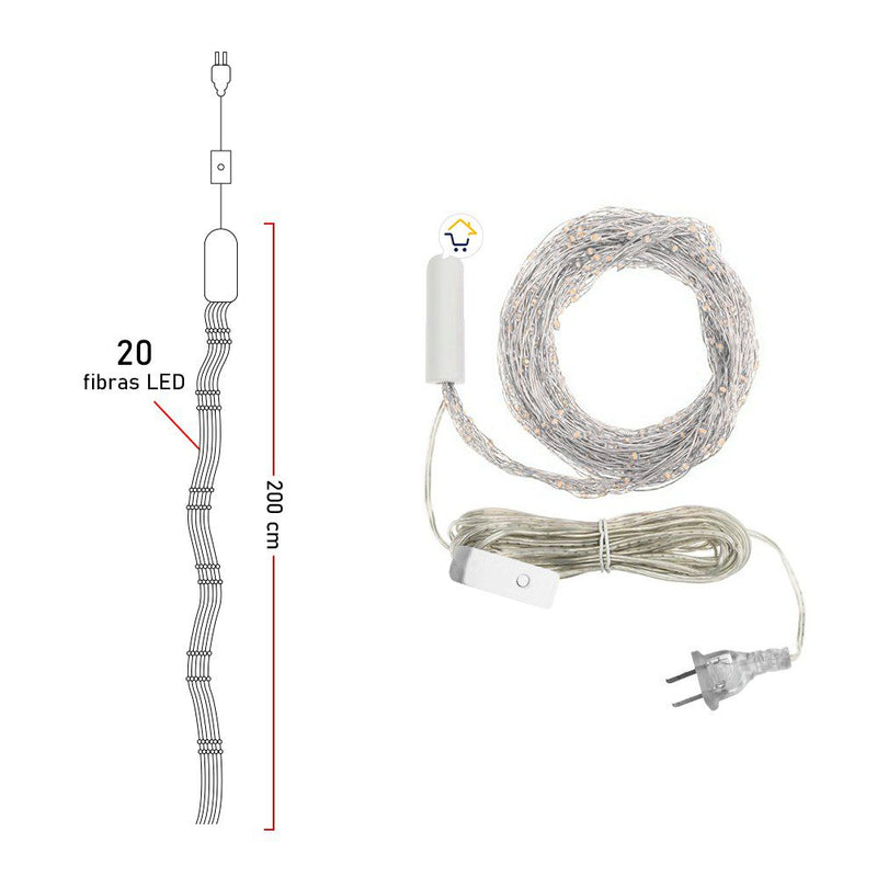 Luz Línea Cascada Micro LED Para Árbol 400 Luces 200 cm Azul Navidad 1582V
