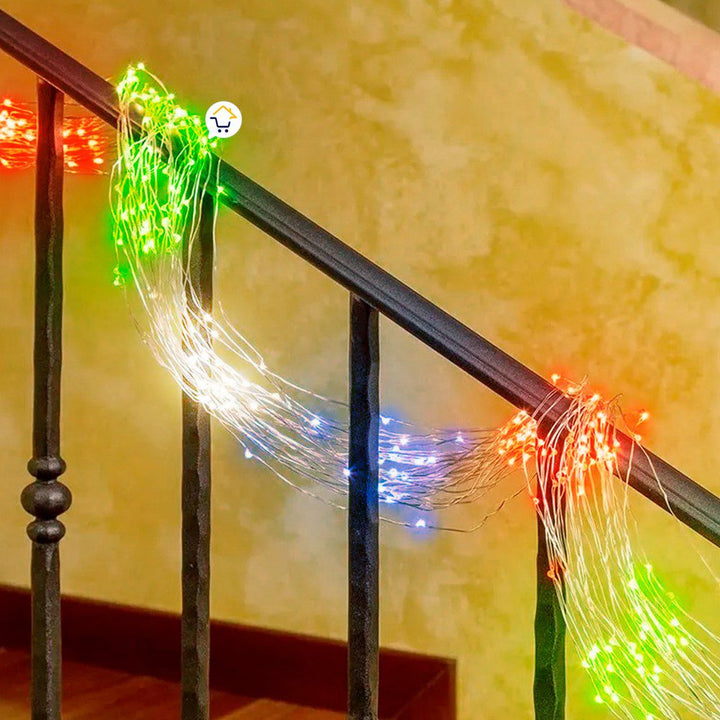 Luz Línea Cascada Micro LED Para Árbol 400 Luces 200 cm Multicolor Navidad 1583V