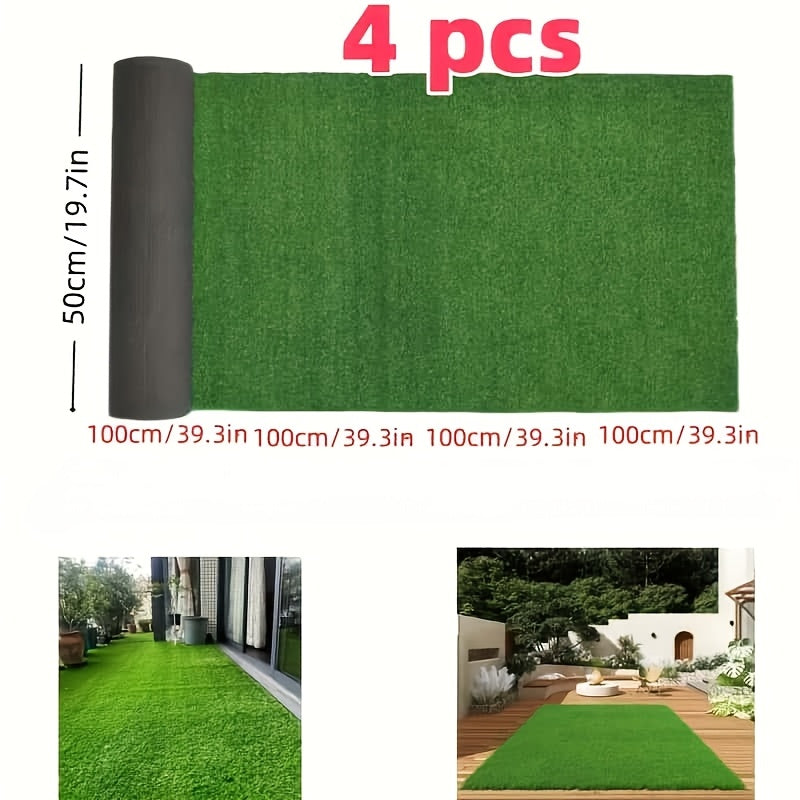 4 Rollos de Césped Artificial para Exteriores - con Agujeros de Drenaje y Base Negra Reforzada, Resistente a Alto Tráfico, Ideal para Patio, Jardín o Decoración de Bodas - Fácil Mantenimiento, Aspecto Natural, Uso Todo el Año