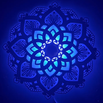 1 pieza de Luz Nocturna Mandala Intrincada - LED Iluminado, Diseño de Loto de Madera Multicapa - Ambiente Sereno para Yoga, Salas de Estar y Dormitorios.