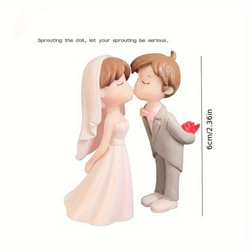 Figuras de Pareja Encantadoras en Resina - Novia y Novio Románticos en Miniatura para el Hogar, Oficina o Espacios Exteriores, Ideales para Regalos Temáticos de Boda, Decoración Interior | Diseño Elegante | Artesanía Detallada, Decoraciones Nupciales