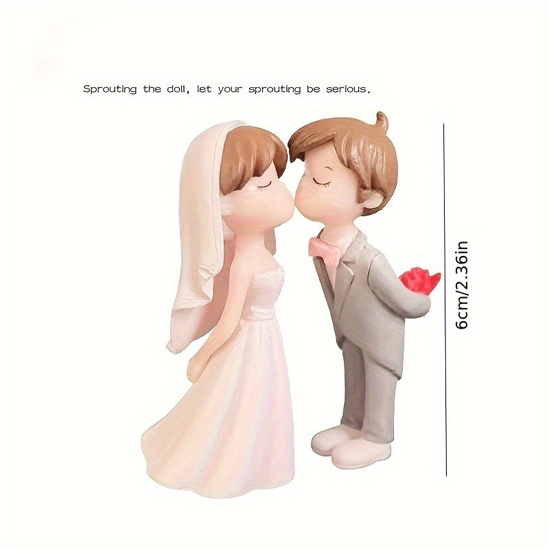 Figuras de Pareja Encantadoras en Resina - Novia y Novio Románticos en Miniatura para el Hogar, Oficina o Espacios Exteriores, Ideales para Regalos Temáticos de Boda, Decoración Interior | Diseño Elegante | Artesanía Detallada, Decoraciones Nupciales