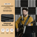 24 piezas de paneles de espuma acústica de alta densidad - 10x10x2/12x12x2 pulgadas, paneles de aislamiento acústico negros y blancos con adhesivo de doble cara para estudio, cine en casa, KTV - Instalación fácil, reducción de ruido, paneles de aislamien