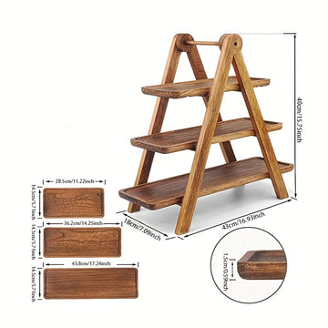 Bandejita De Madera De 3 Niveles Para Servir Desayunos, Soporte Rústico Para Pasteles Y Postres, Ideal Para Presentar Aperitivos, Té, Frutas, Pan, Comida, Decoración De Fiestas, Regalo De Vacaciones, Perfecto Para Navidad, Pascua, Acción De Gracias, Día