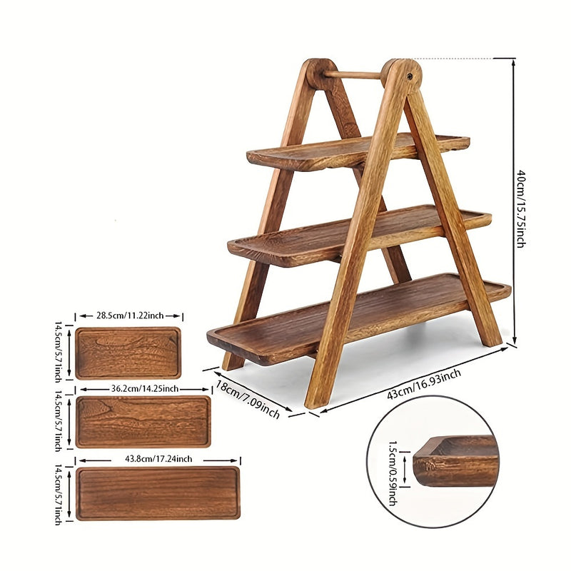 Bandejita De Madera De 3 Niveles Para Servir Desayunos, Soporte Rústico Para Pasteles Y Postres, Ideal Para Presentar Aperitivos, Té, Frutas, Pan, Comida, Decoración De Fiestas, Regalo De Vacaciones, Perfecto Para Navidad, Pascua, Acción De Gracias, Día
