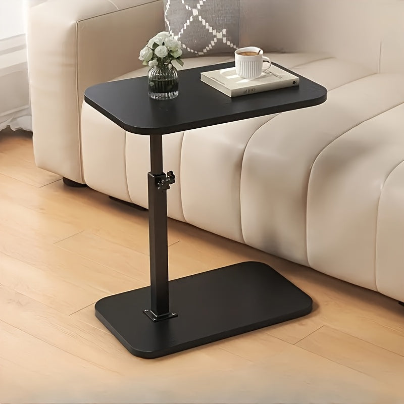 Mesita Ajustable de Estilo Elegante con Tapete de Madera - Escritorio Portátil para Café sobre Estructura de Hierro, Ideal para Sala de Estar, Dormitorio, Ocio al Aire Libre y Espacios Pequeños