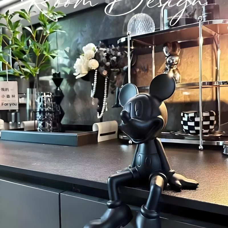 1 pieza de modelo de Mickey Mouse - Figurita coleccionable de PVC negro con detalles dorados, decoración para interiores y exteriores para el hogar, oficina, coche, cumpleaños, Navidad, regalos de Halloween, decoración del hogar