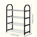 Estante de zapatos de 4 niveles que ahorra espacio - Resistente al polvo, organizador de metal y plástico, para entrada/salida, dormitorio, sala de estar, fácil de ensamblar, no requiere energía, solución de almacenamiento de zapatos | Estante de zapatos