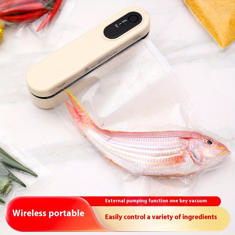 Sellador de vacío compacto recargable por USB - Un dispositivo versátil de conservación de alimentos automático que cuenta con un sistema de sellado de snacks, diseñado para ahorrar espacio, equipado con una batería de litio de 1500 mAh - Ideal para uso