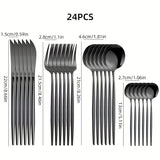 24 piezas Juego de cubiertos de acero inoxidable, juego de cubiertos aptos para lavavajillas con cuchillos, tenedores, cucharas, cucharaditas para el hogar, cocina, restaurante, fiesta, boda - Ideal para Navidad, Halloween, Pascua, Hanukkah, Acción de Gr