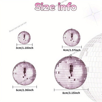 15 piezas de esferas de espejo de disco de vidrio rosa brillante, 8.0/5.99/3.99/3.0 pulgadas, decorativas y colgantes, adecuadas para el hogar, la habitación, Navidad y decoración de vacaciones.