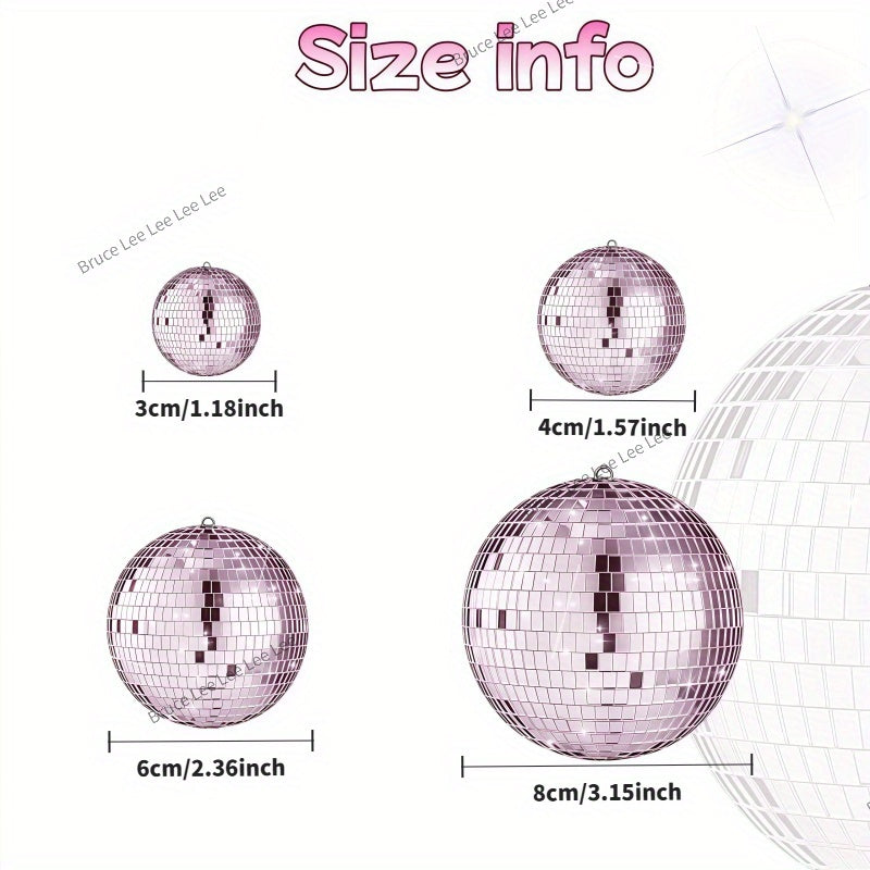15 piezas de esferas de espejo de disco de vidrio rosa brillante, 8.0/5.99/3.99/3.0 pulgadas, decorativas y colgantes, adecuadas para el hogar, la habitación, Navidad y decoración de vacaciones.