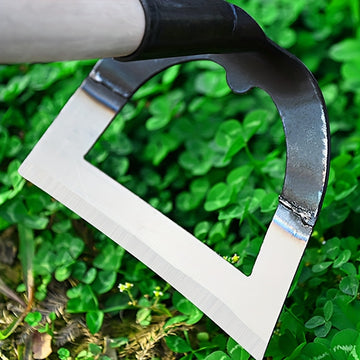 Azada de Acero de Alta Resistencia - Diseño Grande y Engrosado para Mantenimiento Eficiente del Jardín, Hoja de Sierra Afilada para Aflojar la Tierra, No Necesita Poste, Perfecta para Huertos de Verduras, Agrícola, Azada Hueca