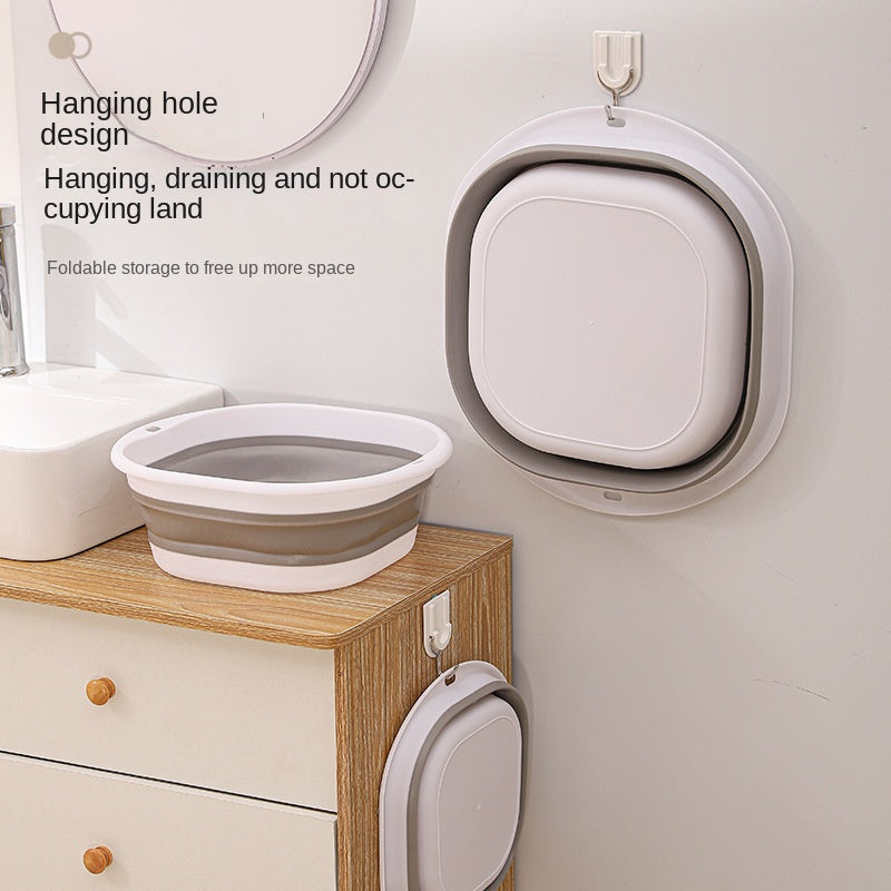 Fregadero plegable multifuncional - Ideal para lavar el cabello y la cara, limpiar ropa interior y remojar los pies - Diseño ahorrador de espacio con función de colgar fácil, adecuado para el baño, sala de estar y uso de baño, equipo de acampada al aire